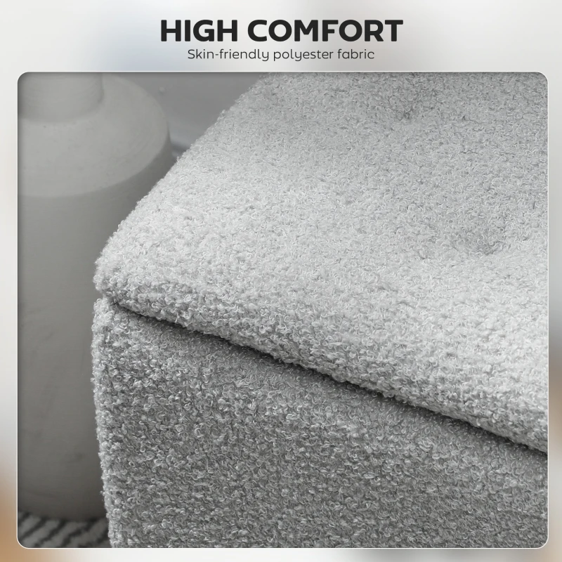 HOMCOM Ławka do Siedzenia z Przestrzenią do Przechowywania, do 120kg, Wygląd Aksamitu, 95x38x45cm, Szara