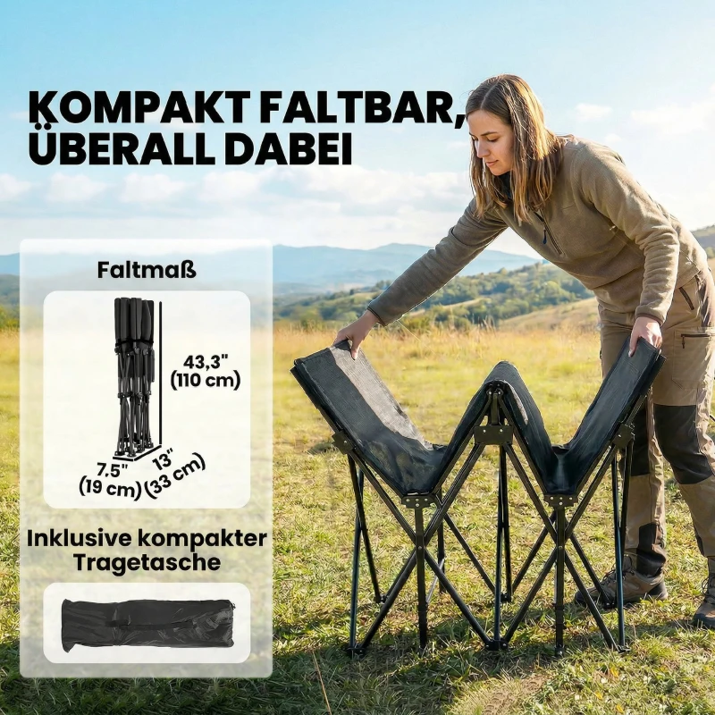 Outsunny Feldbett faltbar Campingbett mit Tragetasche Campingliege bis 200 kg Indoor, Outdoor, 200 x 80 x 40 cm Schwarz