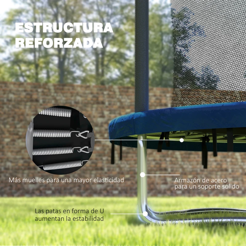 SPORTNOW Cama Elástica Infantil Trampolín para Niños +6 Años con Red de Seguridad Ø183x200 cm Azul