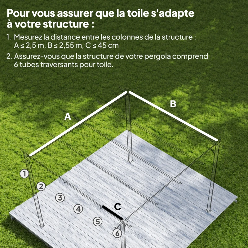 Outsunny Toile de toit pour pergola tonnelle rétractable de 3 x 3 m - toile uniquement 250 x 255 cm gris foncé