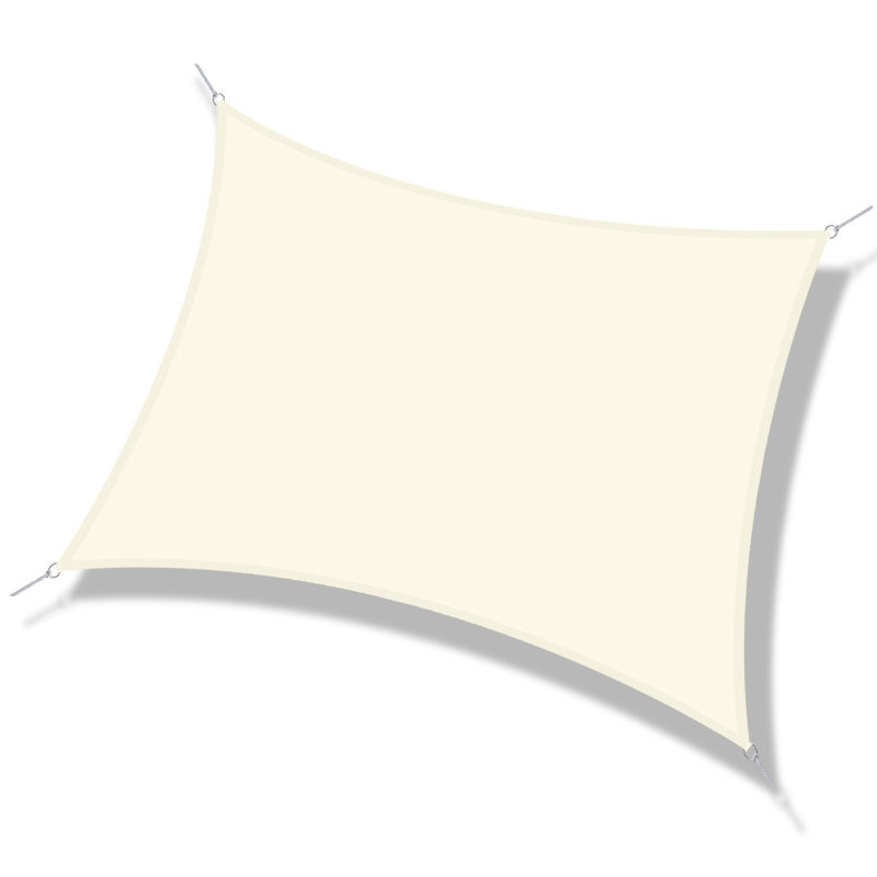 Outsunny Toldo Vela de Sombra Cuadrado 3x3 m Toldo de Terraza de Poliéster con Anillo de Acero Inoxidable y Cuerdas Crema