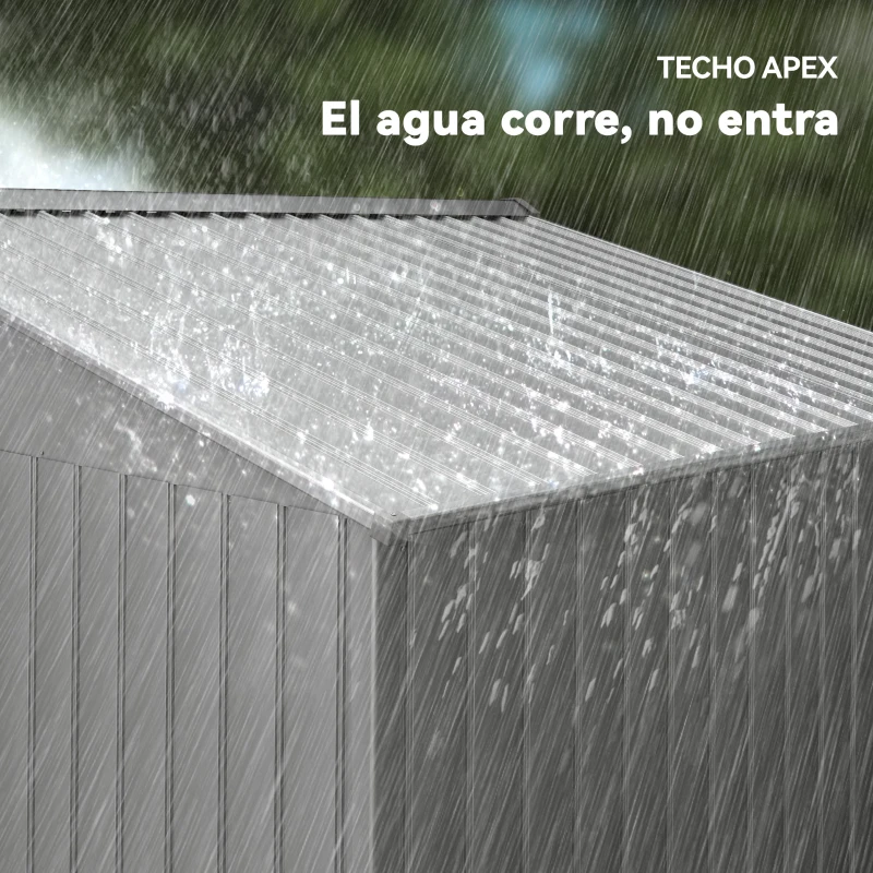 Outsunny Cobertizo de Jardín Exterior 4,9 m² 277x195x192 cm con Puerta Corredera Ventilación y Kit de Fundación Gris