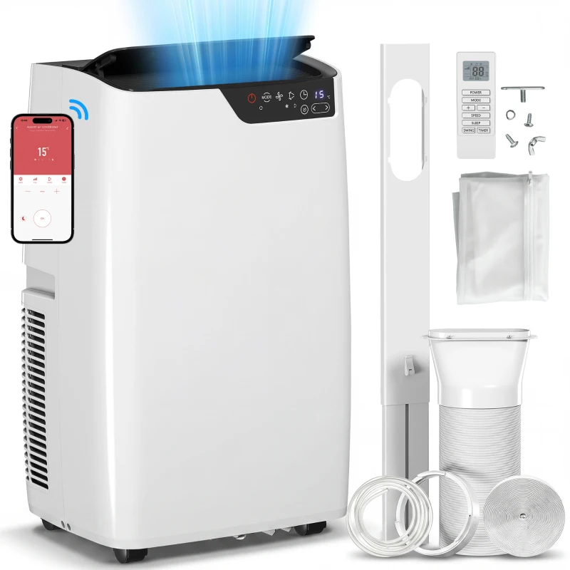 HOMCOM Portable Air Conditioner 12000 BTU, 4-in-1 AC Unit with Cool, Dehumidifier, Fan, Sleep Mode, WiFi Voice Remote Control