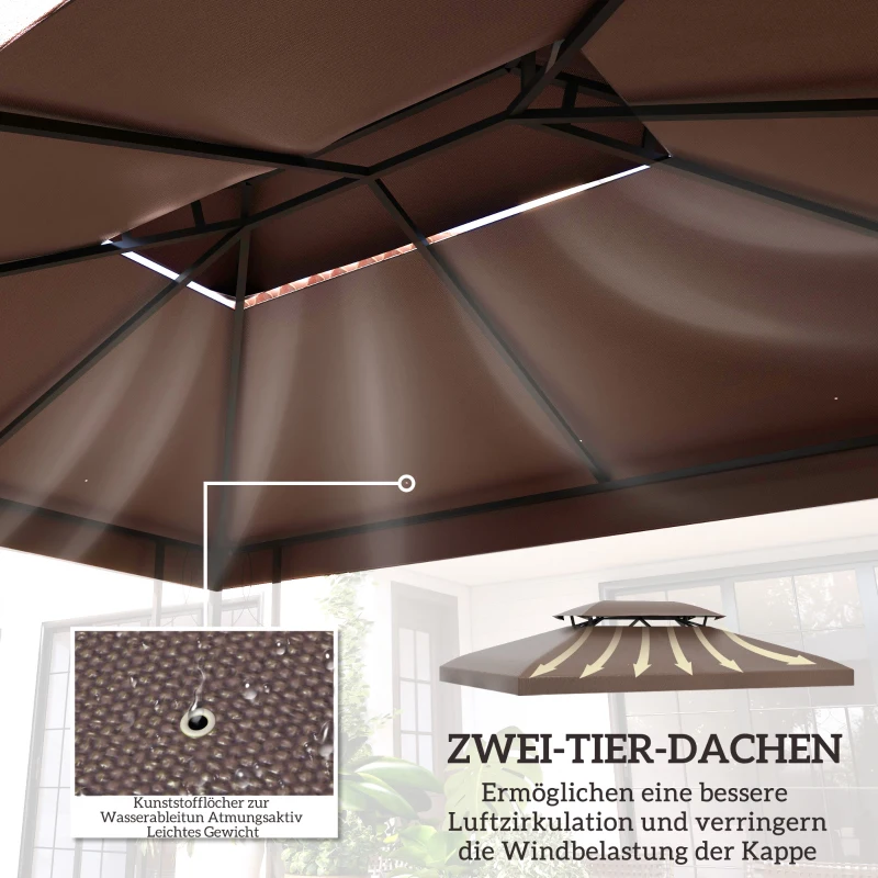 Outsunny Ersatzdach für Gartenpavillons 3x4m Polyester Kaffee
