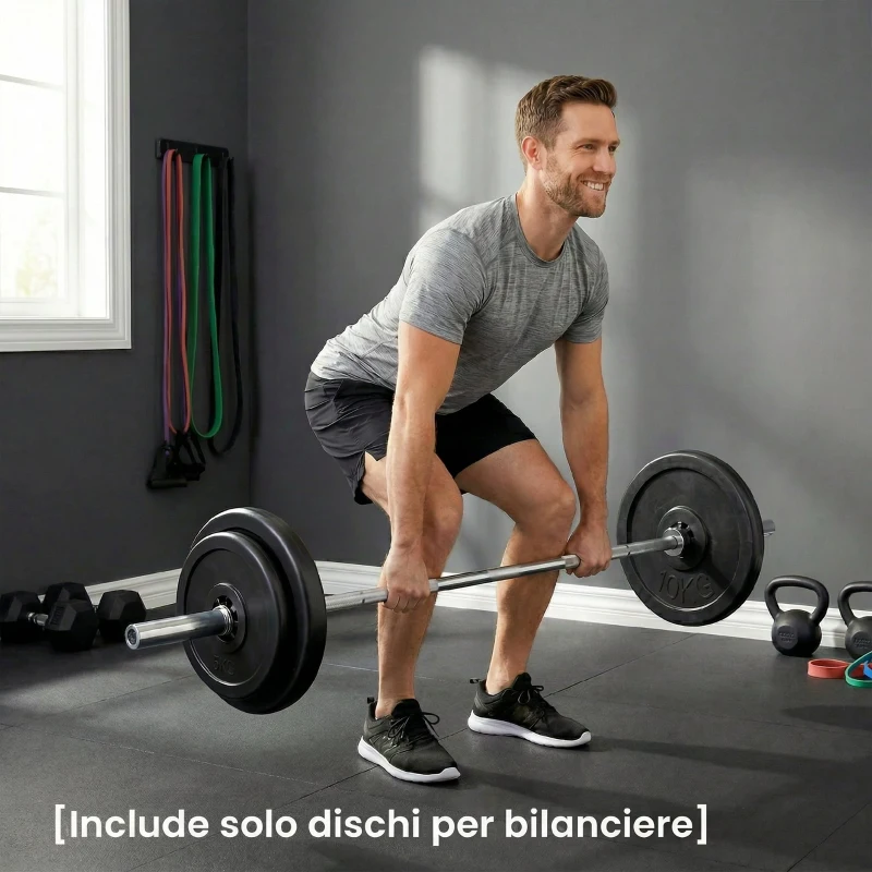 HOMCOM Set di 4 Dischi Pesi, Set Dischi Palestra per Allenamento, Nero