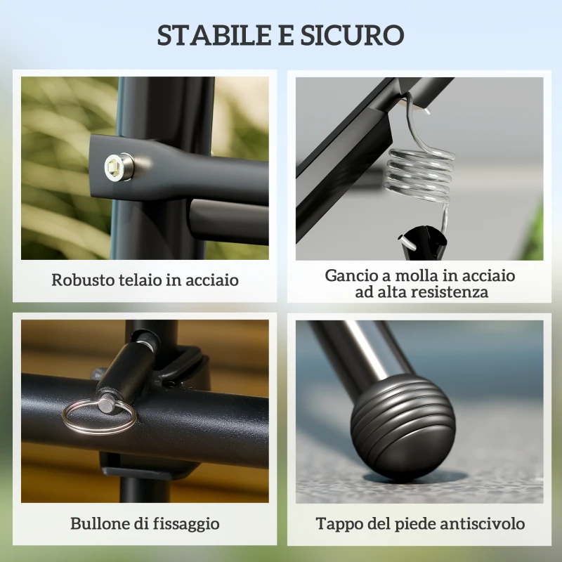 Outsunny Dondolo da Giardino 3 Posti con Tetto Reclinabile Trasformabile Letto in Poliestere Crema 209cm x 114cm x 170cm