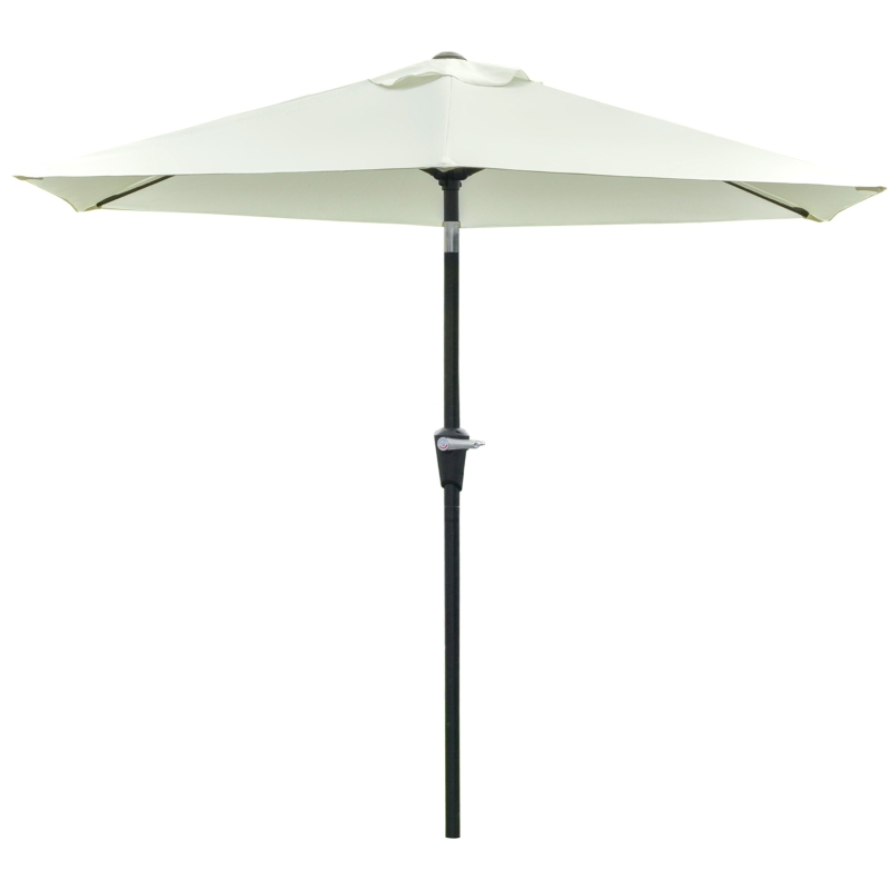 Outsunny Sombrilla de Jardín Ø230x216 cm con Apertura Manual Ángulo Ajustable e Impermeable para Terraza Piscina Crema