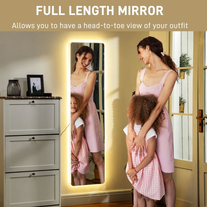 HOMCOM Lustro stojące 150 x 40 cm z oświetleniem LED
