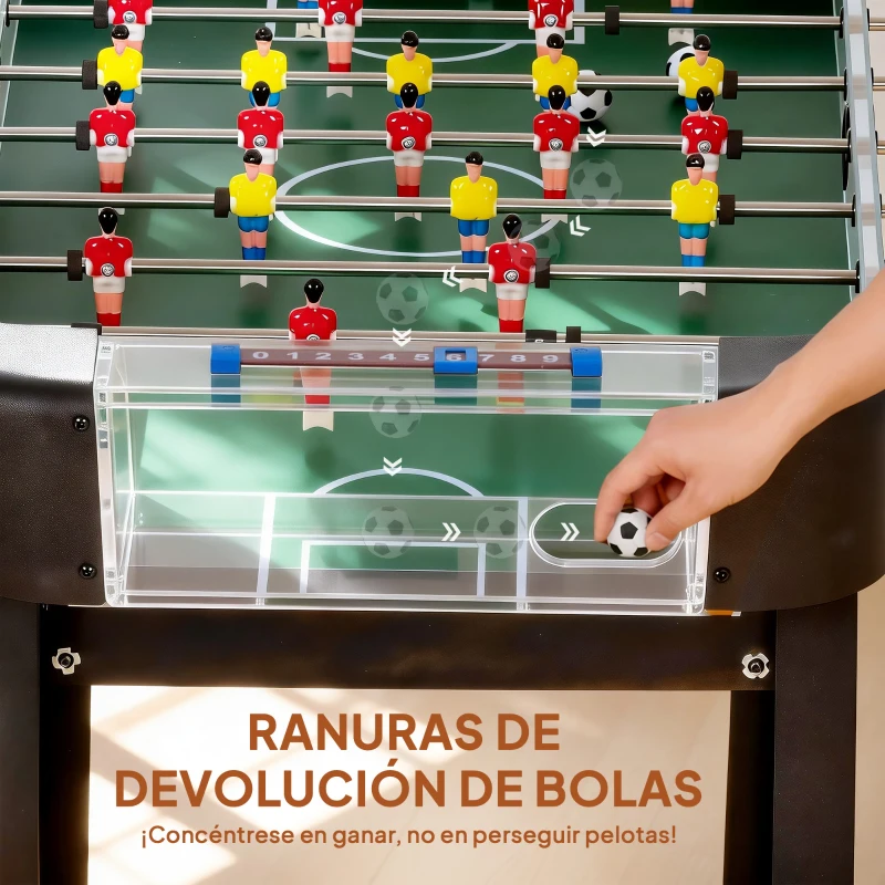 SPORTNOW Futbolín de Mesa de 92 cm con 22 Jugadores 2 Pelotas Marcadores Manuales Mangos Antideslizantes Madera Natural