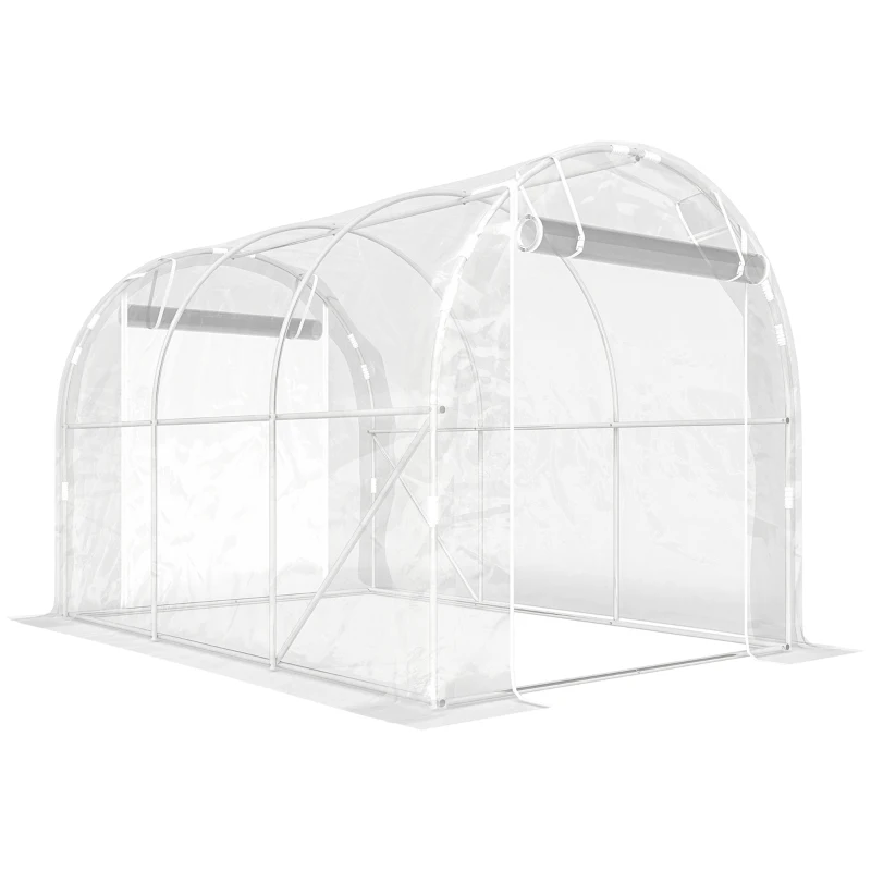 Outsunny Serre tunnel de jardin 6m² serre de jardin tunnel 195x295x195cm cadre acier galvanisé, bâche PE 150g/m² transparent