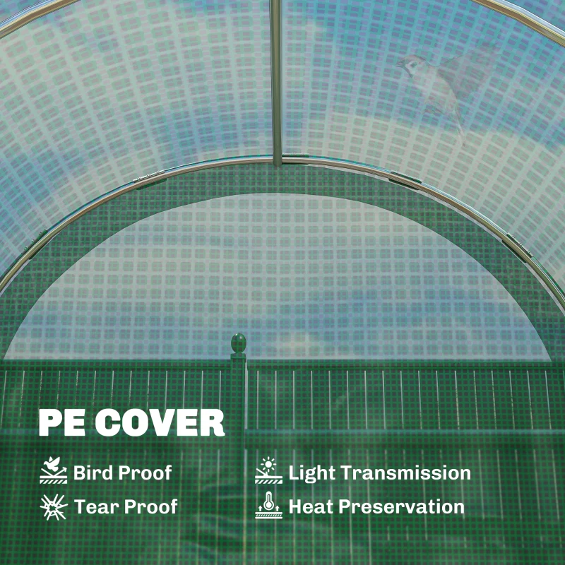 Outsunny 3 x 2 x 2m Polytunnel Greenhouse with Hinged Door, Walk-in Grow House Tent with PE Cover and Galvanised Steel Frame, Green