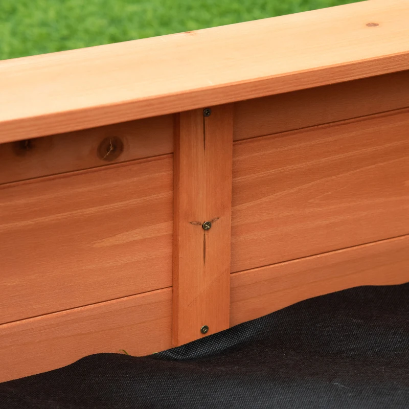 Outsunny Solid Wood Sandbox, Octagonal, 140x140x21.5cm, 4 Benches with Cover Tarp and Non-Woven Groundsheet, UV Protection, Easy to Install, Outdoor Play for Garden, Home, Beach, Orange