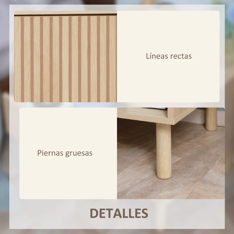 HOMCOM Mesita de Noche Mesilla de Noche con Cajón y Estante Abierto Estilo Moderno para Dormitorio 47x47x50 cm Madera Natural