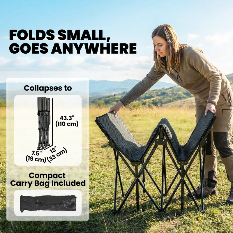 Outsunny Składane łóżko polowe z torbą transportową, leżanka turystyczna do 200 kg, do wnętrz i na zewnątrz, 200 x 80 x 40 cm, czarne