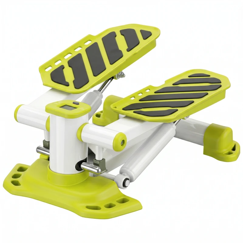 HOMCOM Mini-Stepper, tragbar, rutschfest, Hydraulikzylinder, LCD-Display, Metall/ABS, 48x34x21 cm, Weiß/Gelb