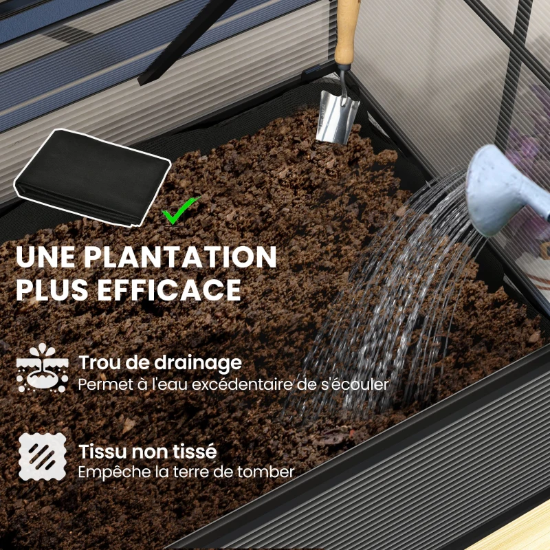 Outsunny Mini Serre sur Pieds dim.  120L x 60l x 103H cm double toit ouvrable Panneaux de Polycarbonate, acier, Bois Sapin traité