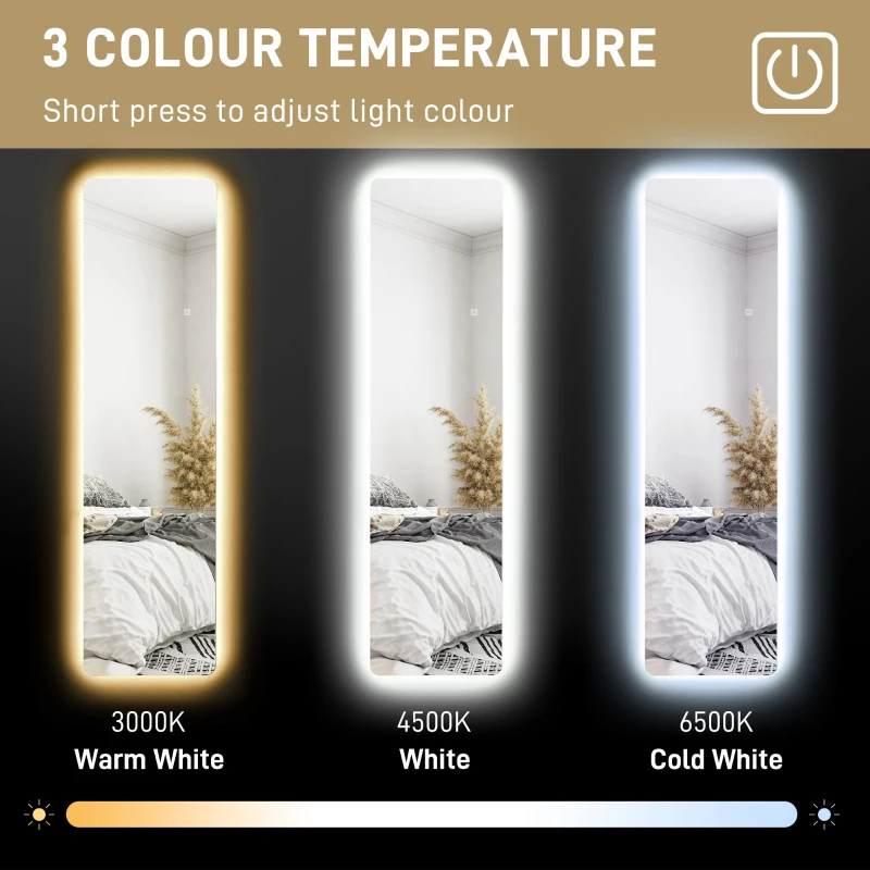 HOMCOM Lustro stojące 150 x 40 cm z oświetleniem LED