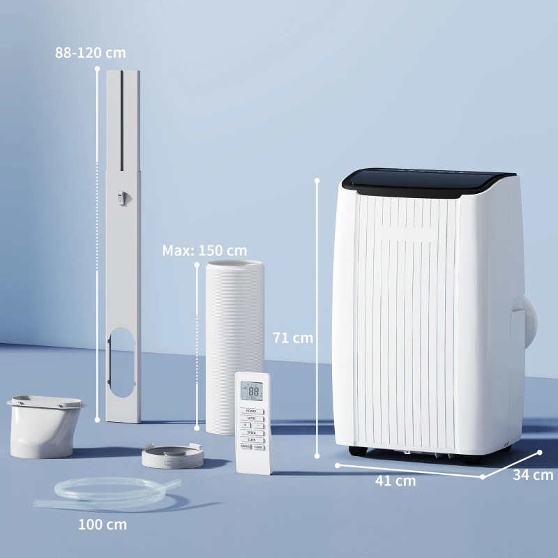 HOMCOM 12000 BTU 5-in-1 Portable Air Conditioner with Cool, Heat, Dehumidifier, Fan, Sleep, WiFi Voice Control, White