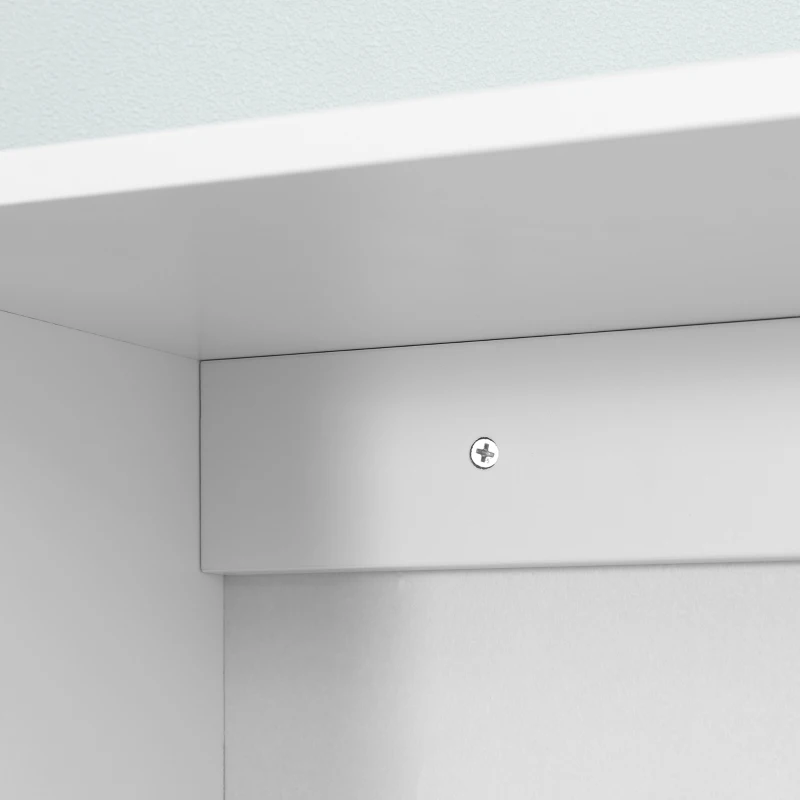 kleankin Bathroom wall cabinet, bathroom wall unit with 2 glass doors, adjustable shelf, 55x20x65cm, white