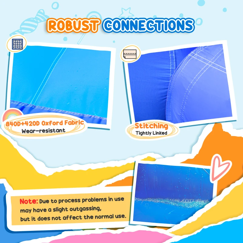 Outsunny Kids Bouncy Castle, with Slide, Pool, Trampoline, Climbing Wall, Blower