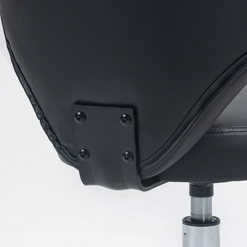 HOMCOM Rolling stool massage stool - 360° swivel work stool - seat adjustable 49-64H cm, ergonomic backrest - chrome metal black synthetic upholstery