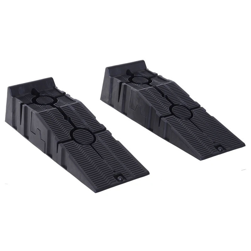 DURHAND Juego de 2 Rampas Portátiles de Plástico Carga 3 Toneladas para Coches Estándares Furgonetas Pequeñas 91x30x21 cm Negro