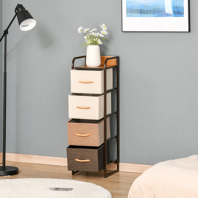HOMCOM 5-drawer fabric chest of drawers storage unit folding drawers - black steel frame - 45 x 30 x 116 cm
