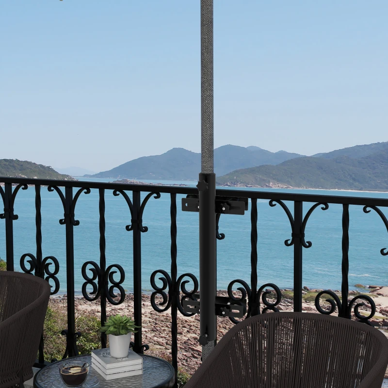 Outsunny Pied de parasol fixation de parasol pour balcon garde-corps support de parasol pour balustrade pour mât de 48mm et 38mm