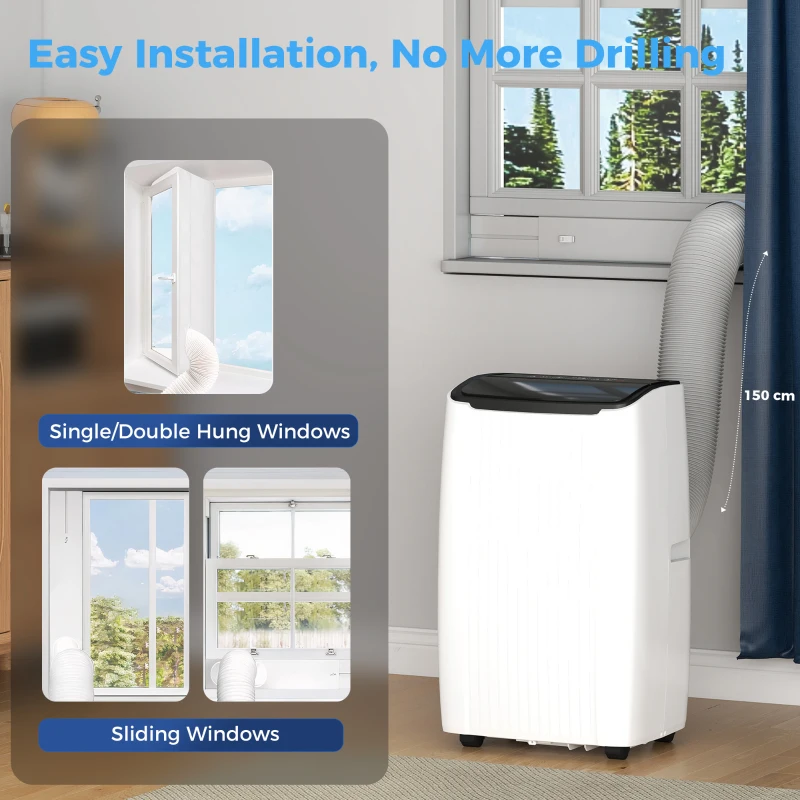 HOMCOM 12000 BTU 5-in-1 Portable Air Conditioner with Cool, Heat, Dehumidifier, Fan, Sleep, WiFi Voice Control, White
