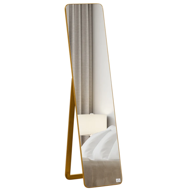 HOMCOM Large rectangular full-length mirror, 37 x 160 cm - freestanding or wall-mounted mirror - for bedroom, living room and dressing room, light walnut