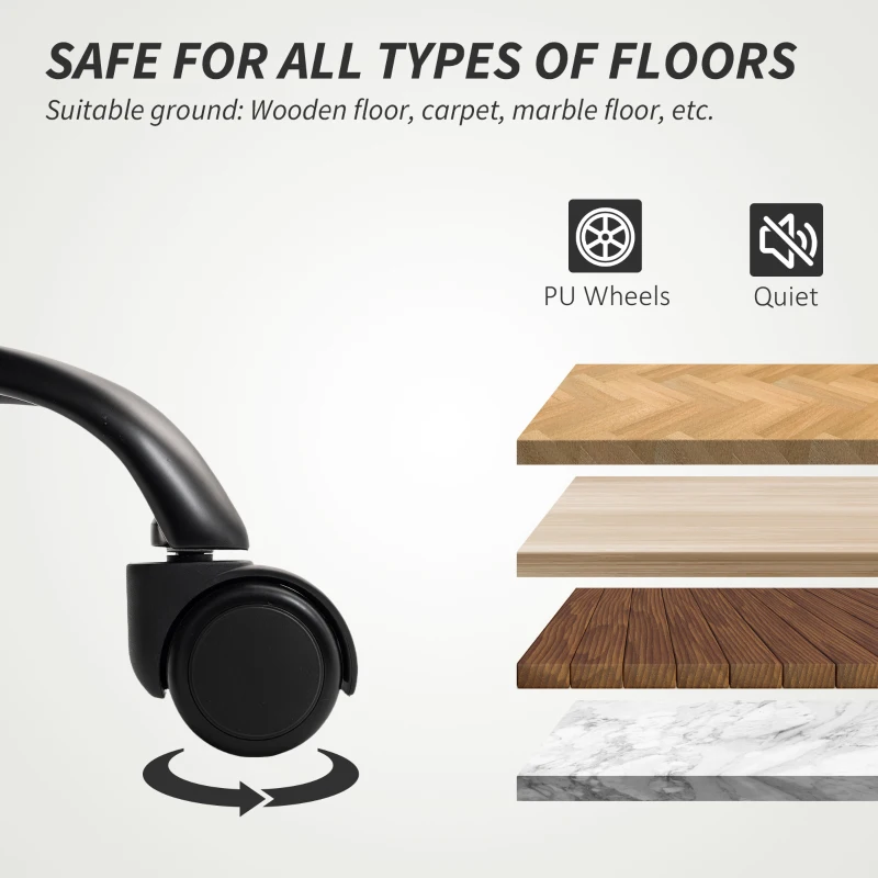 HOMCOM Fotel Biurowy Regulowany z Podparciem Lędźwi, Podłokietnikami, Podnóżkiem, Obity Skórą Ekologiczną, Jasnoszary