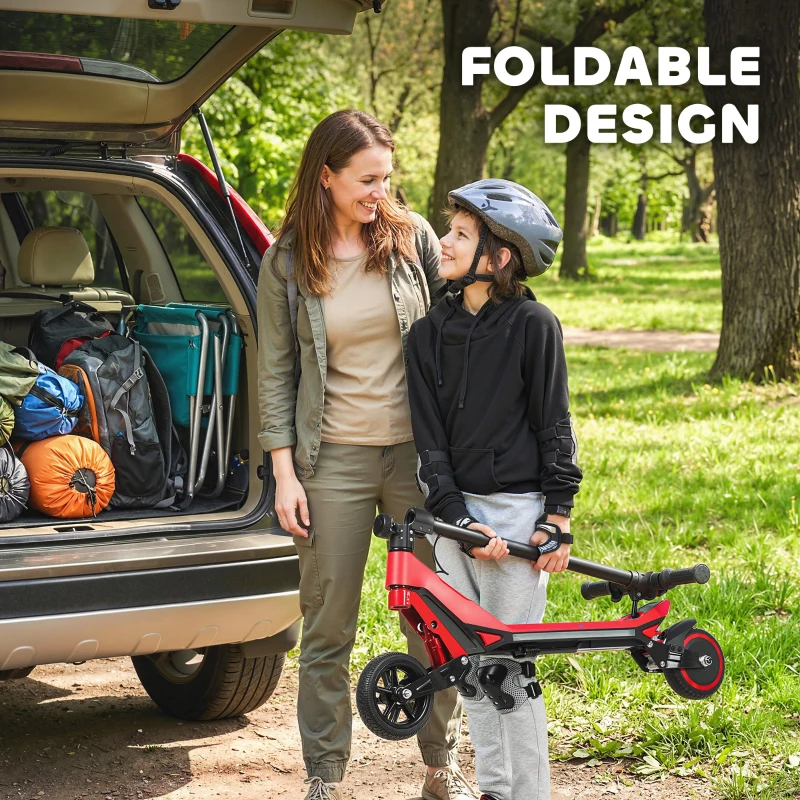 SPORTNOW Electric Scooter for Kids, Foldable E Scooter for Age Age 6+ with LED Display, RGB lights, Up to 16km/h, Red
