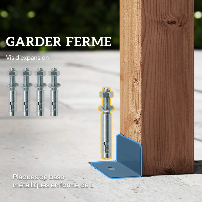 Outsunny Pergola en bois tonnelle extérieur structure robuste avec poteaux 90 mm et 7 poutres 3 x 3 m effet bois d'érable