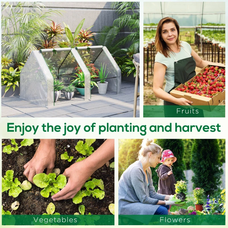 Outsunny Portable Mini Greenhouse, Outdoor Garden with Large Zipper Doors and Water/UV PE Cover, 6' x 3' x 3', White