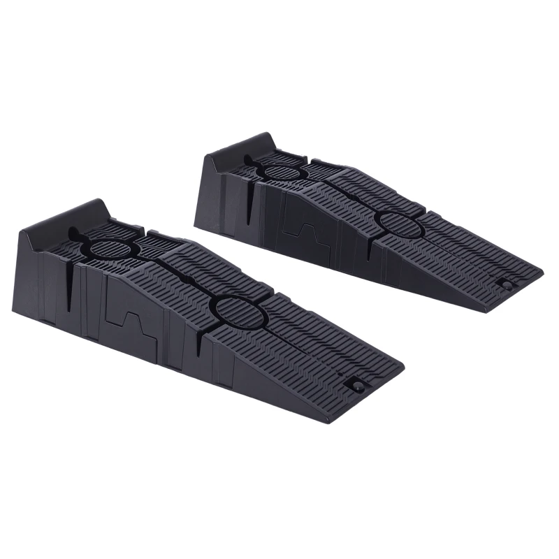 DURHAND Juego de 2 Rampas Portátiles de Plástico Carga 3 Toneladas para Coches Estándares Furgonetas Pequeñas 91x30x21 cm Negro