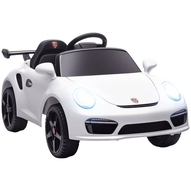 AIYAPLAY Coche Eléctrico para Niños con Licencia RUF CTR 3 Clubsport Mando a Distancia Motor Doble Ruedas Auxiliares Blanco