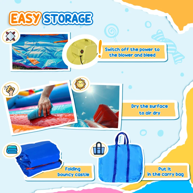 Outsunny 5 in 1 Kids Bouncy Castle Water Slide Large Space Style Inflatable House Trampoline Pool Water Gun Climbing Wall with Air Blower for Kids Age 3-8