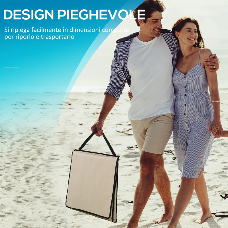 Outsunny Set 2 Sdraio da Spiaggia Pieghevoli e Regolabili con Tasca, in Acciaio e Poliestere, 142x51x40 cm, Beige