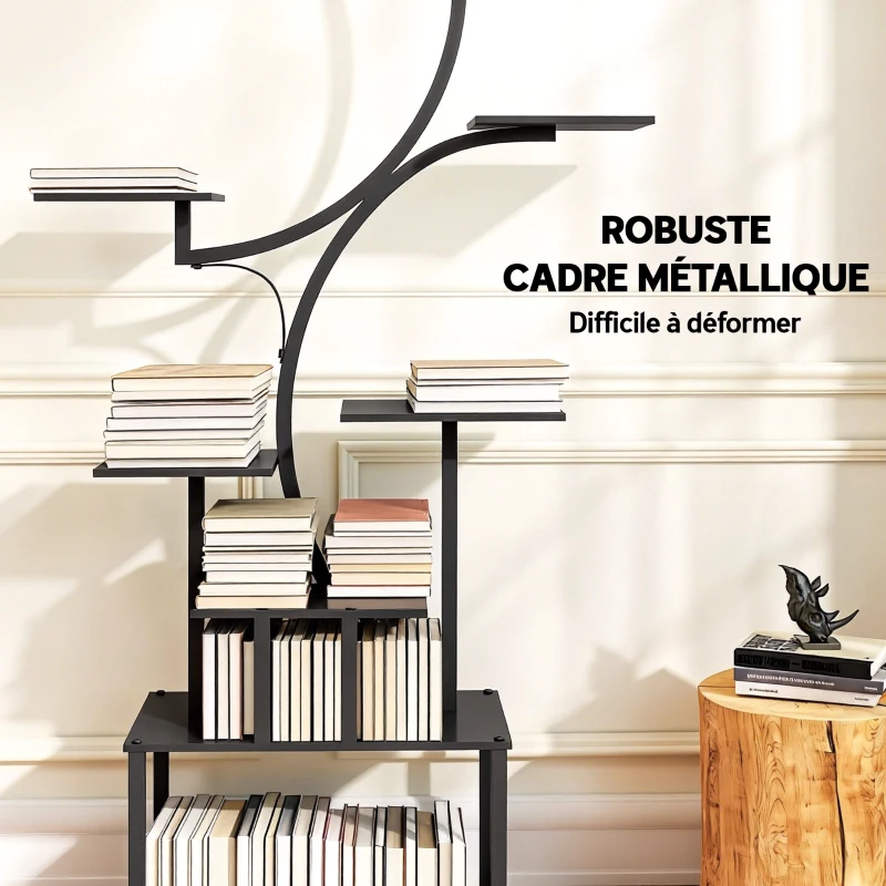 Outsunny Étagère à fleurs en métal à 8 niveaux, étagère à plantes en forme de S 158,5 cm, intérieur et extérieur, noir