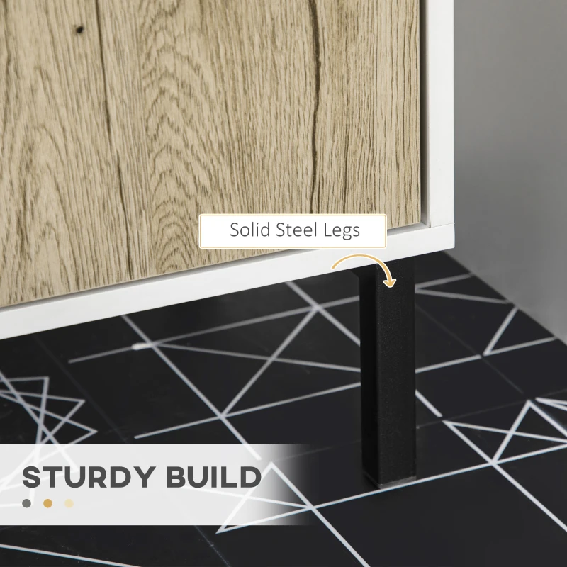 kleankin Modern under-sink cabinet metal base double door 60 x 30 x 60 cm - white and wood color