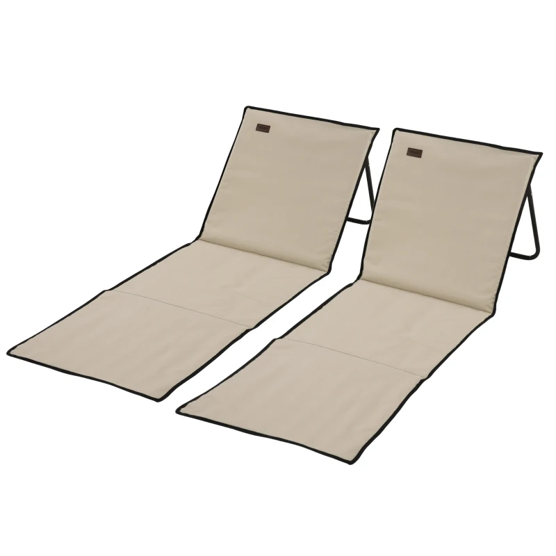 Outsunny Set 2 Sdraio da Spiaggia Pieghevoli e Regolabili con Tasca, in Acciaio e Poliestere, 142x51x40 cm, Beige