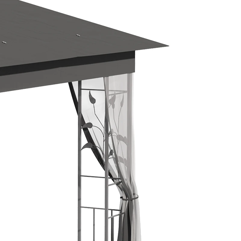 Outsunny 3 x 3(m) Steel Frame Double Roof Garden Gazebo - Grey