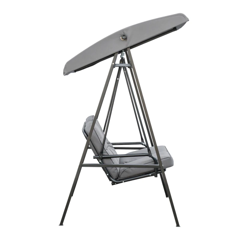 Outsunny Balansoar de Grădină 2 Locuri cu Acoperiș Reglabil și Perne, 144x117x173 cm, Gri Închis