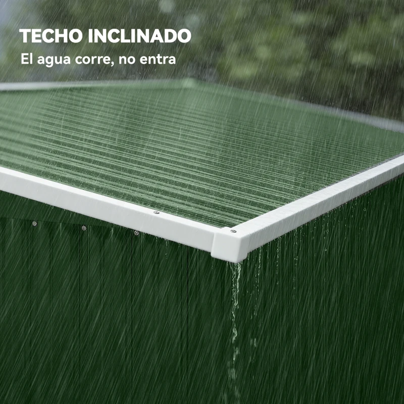 Outsunny Cobertizo de Jardín Exterior 2,7 m² 234x132x185 cm con Triple Puerta Cerradura y Ranuras de Ventilación Verde