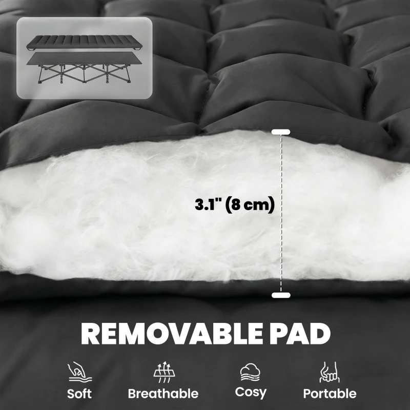 Outsunny Składane łóżko polowe z torbą transportową, leżanka turystyczna do 200 kg, do wnętrz i na zewnątrz, 200 x 80 x 40 cm, czarne