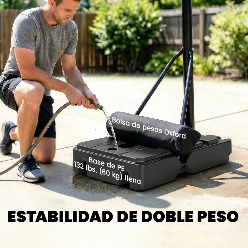 SPORTNOW Canasta de Baloncesto Exterior con Ruedas Altura Ajustable 235-305 cm Base Rellenable y Bolsa de Peso Negro
