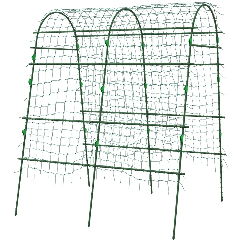 Outsunny Enrejado de Pepino 206 cm Enrejado de Jardín de Arco para Plantas Trepadoras al Aire Libre con Marco de Acero Verde