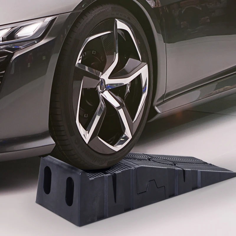 DURHAND Juego de 2 Rampas Portátiles de Plástico Carga 3 Toneladas para Coches Estándares Furgonetas Pequeñas 91x30x21 cm Negro