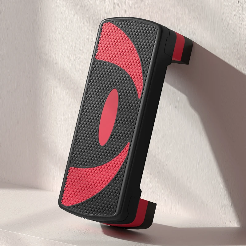 HOMCOM Step de Aeróbic para Fitness Antideslizante con Altura Regulable 3 Niveles 10/15/20 cm Carga 150 kg 80x31x20 cm Rojo