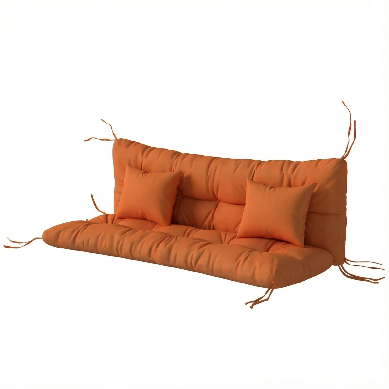 Outsunny Outdoor Seat Cushions Back Cushion with 2 Pillows, Water Repellent Seat Pads for 3-Seater Chair, Orange